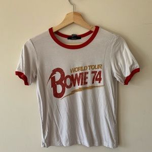 Retro David Bowie Cropped Ringer Tee